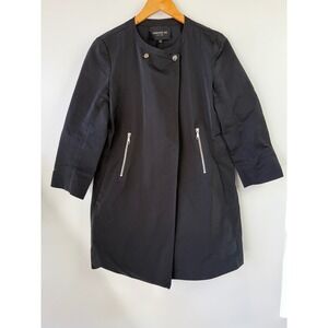 Lafayette 148 New York Black Jacket Size 8 3/4 Sleeve Asymmetrical Coat
